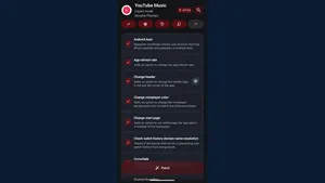Morphe patch selection screen on a phone, showing the list of patches for an app